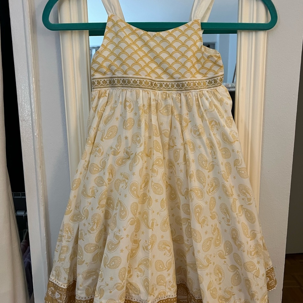 H&M Cream and Yellow Square Neck Sundress
